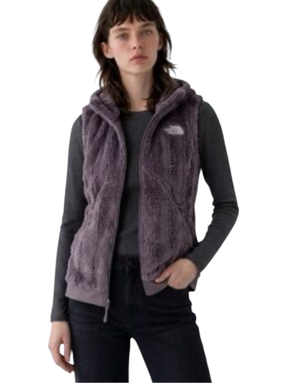 The North Face Purple Furlander Fuzzy Hooded Vest Size Small